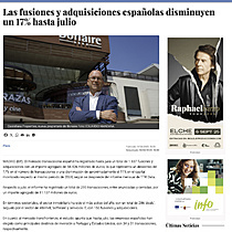 Las fusiones y adquisiciones espaolas disminuyen un 17% hasta julio